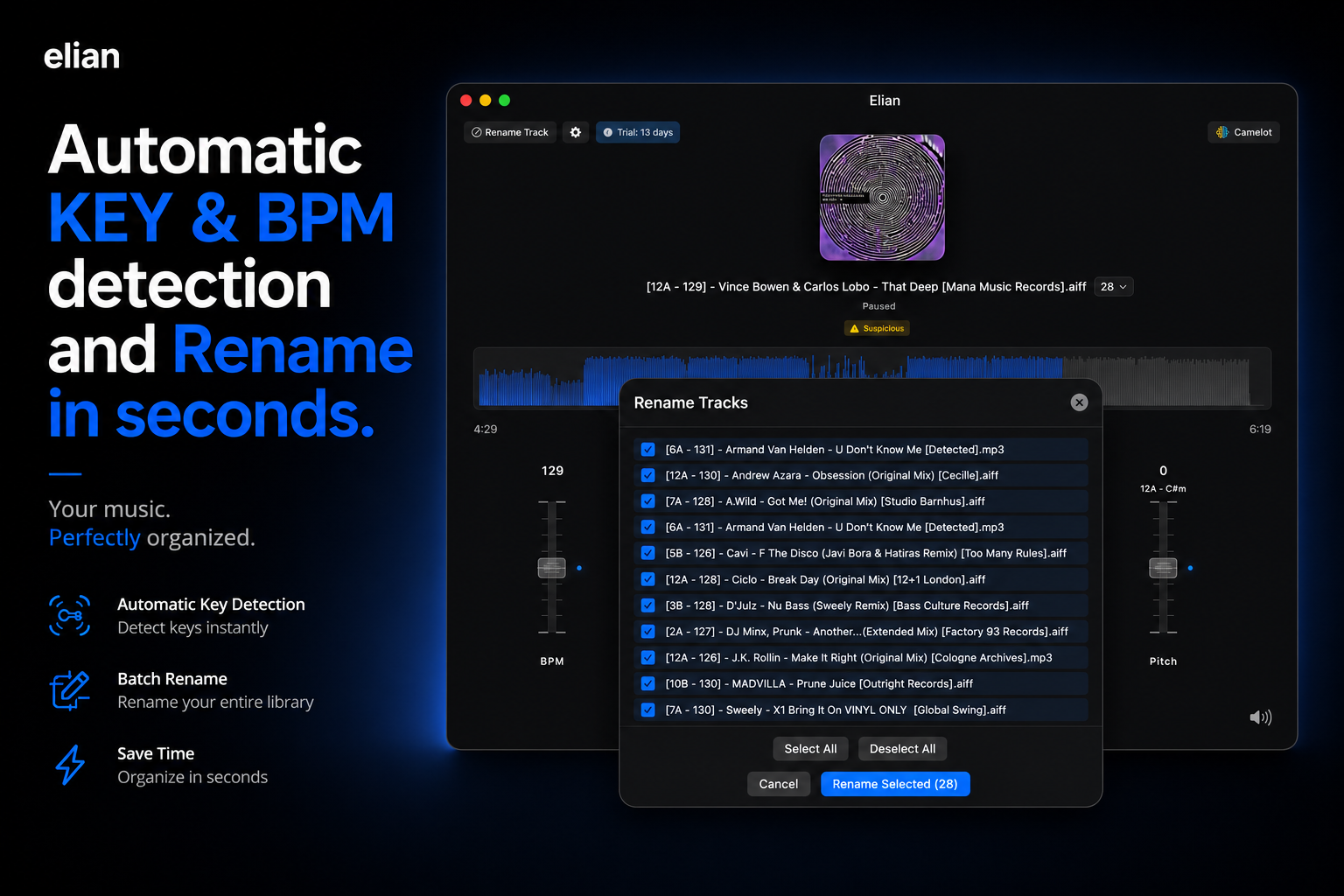 elian showing the Camelot Wheel overlay with harmonic highlighting